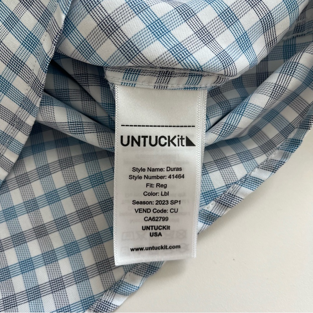 UNTUCKit Men’s Duras Purple Blue‎ Plaid Long Sleeve Button Down Large - Picture 5 of 6
